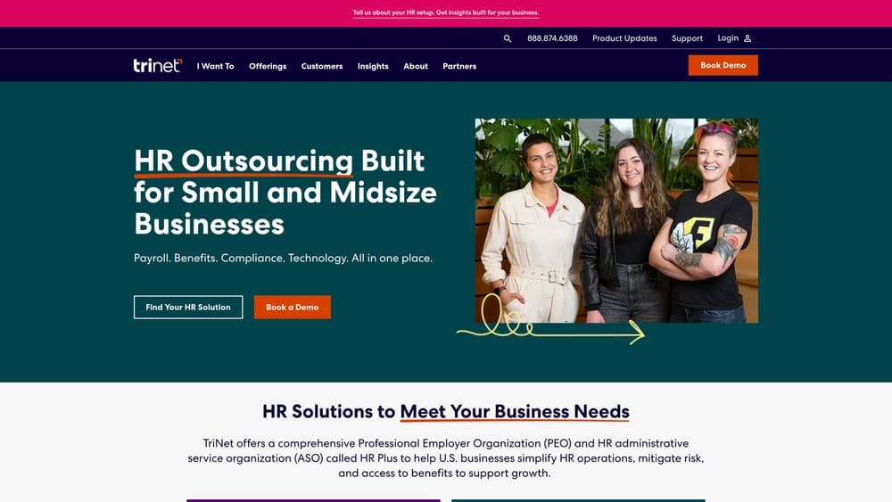 Screenshot of TriNet website