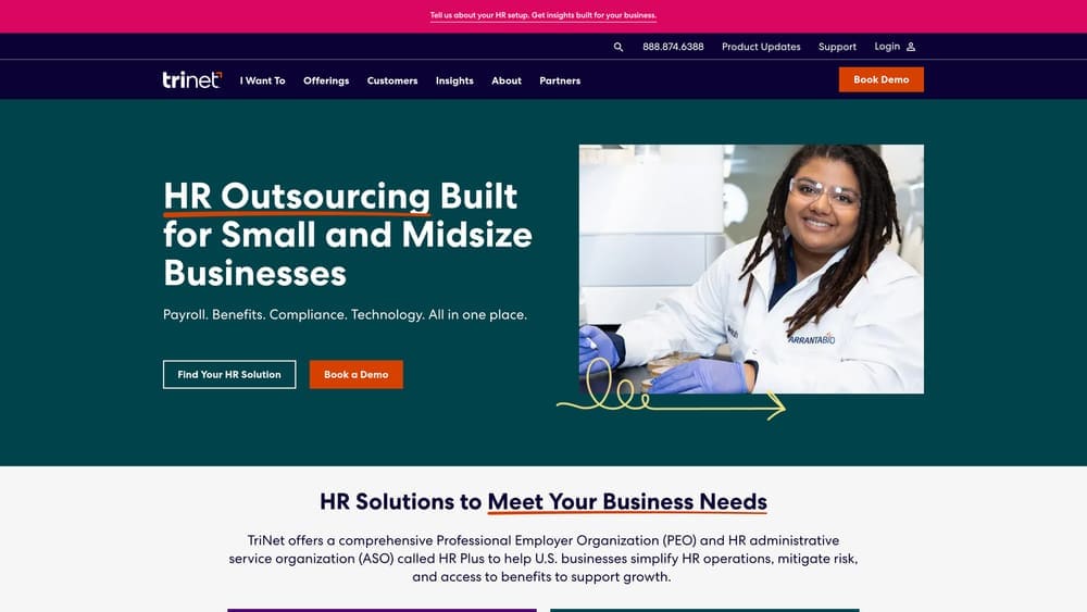 Screenshot of TriNet website