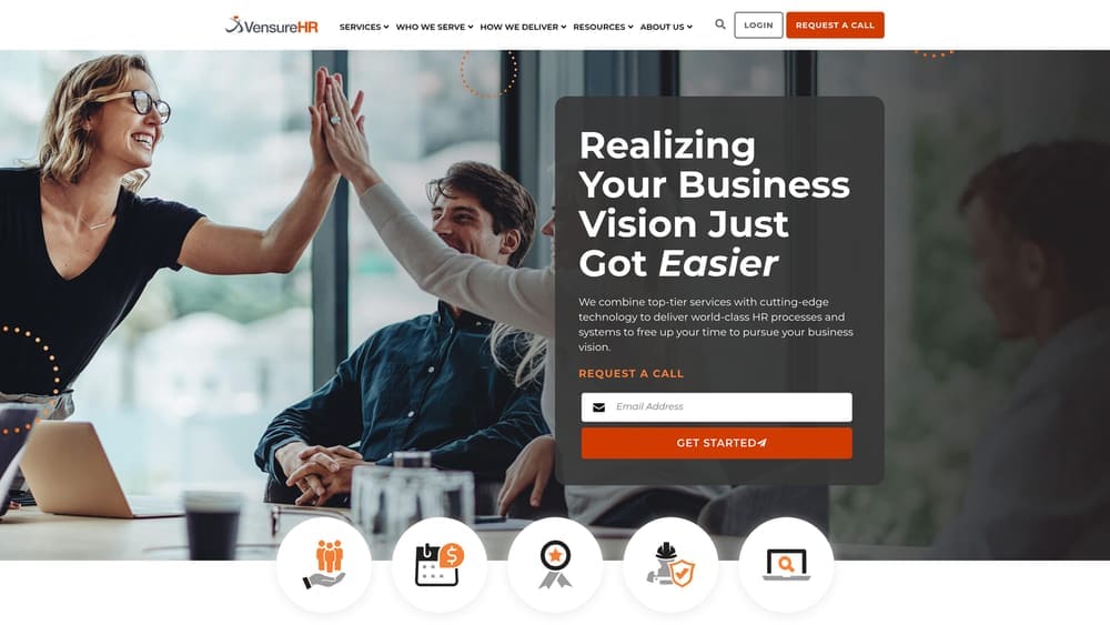 Screenshot of Vensure Employer Solutions website