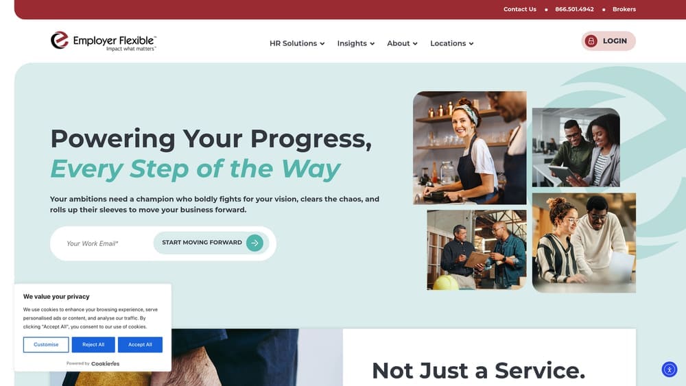 Screenshot of Employer Flexible website