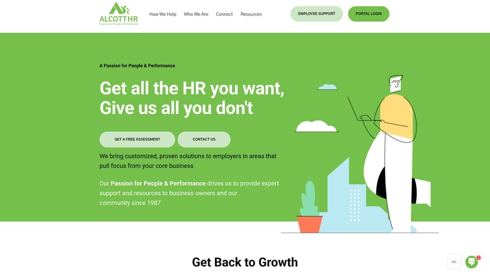 Screenshot of Alcott HR website