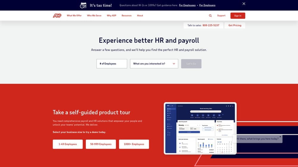Screenshot of ADP TotalSource website