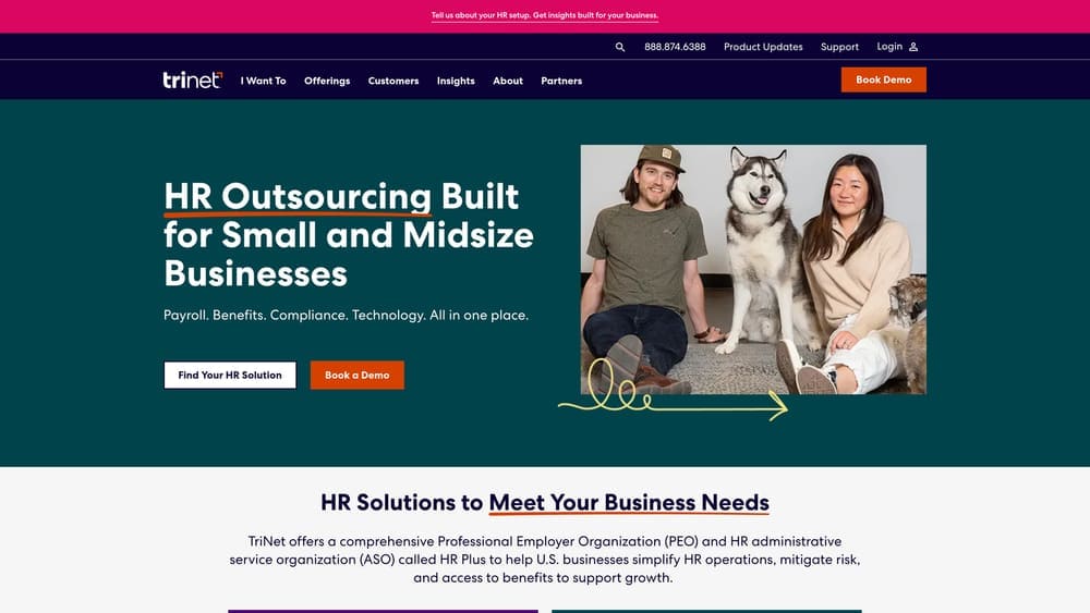 Screenshot of TriNet website