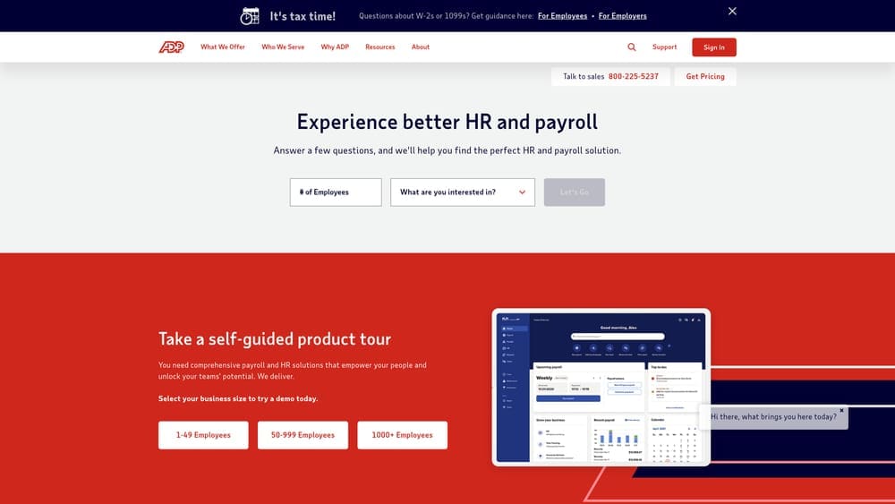 Screenshot of ADP TotalSource website