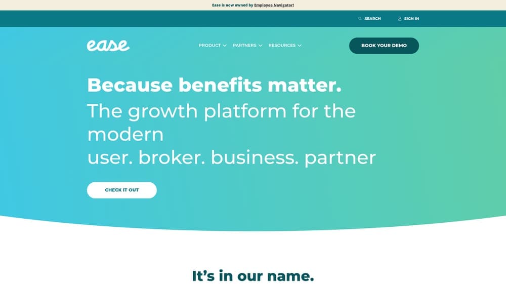 Screenshot of Ease (Employee Navigator) website