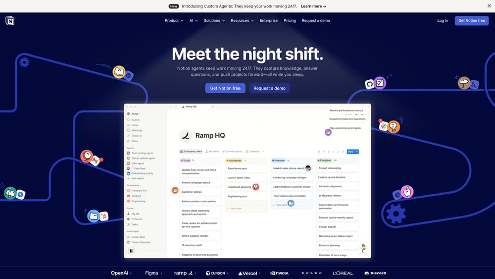 Screenshot of Notion website