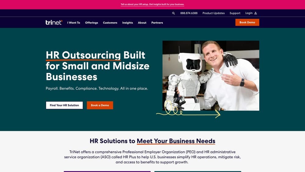 Screenshot of TriNet website