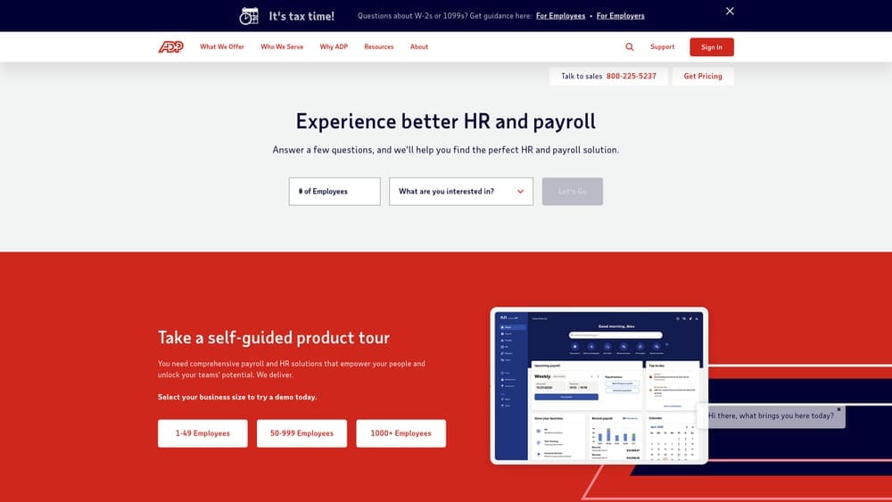 Screenshot of ADP TotalSource website