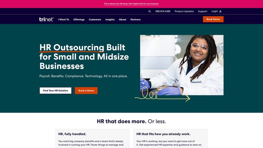 Screenshot of TriNet website