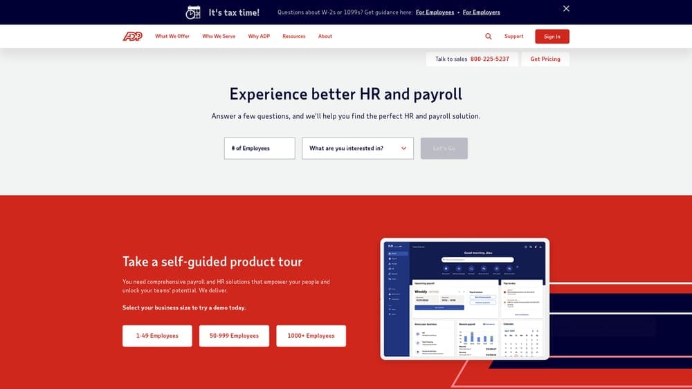 Screenshot of ADP TotalSource website