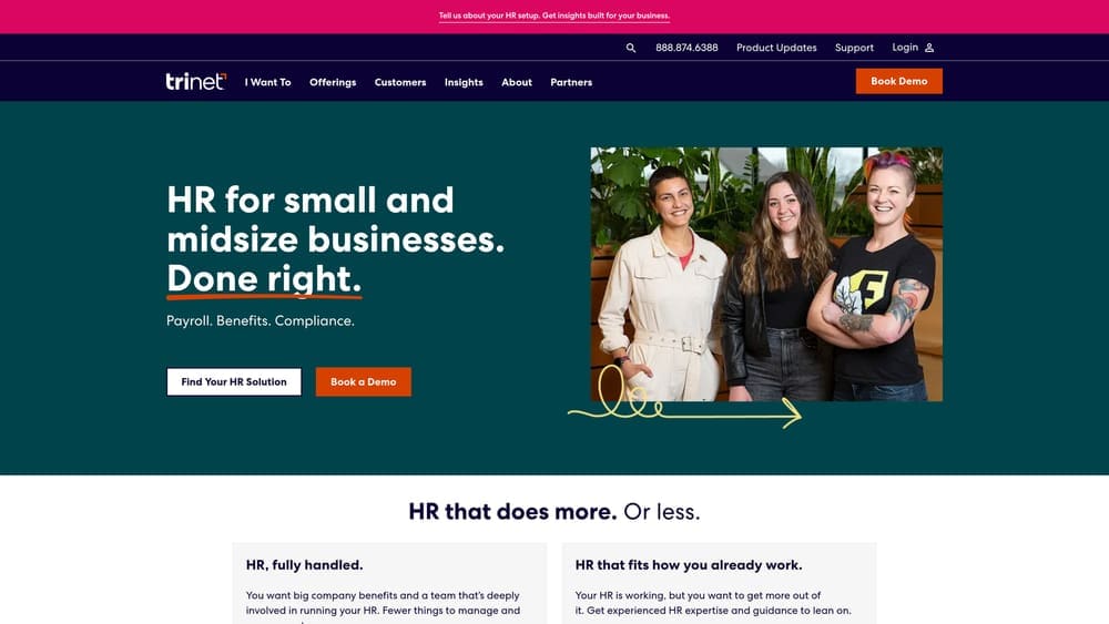 Screenshot of TriNet website