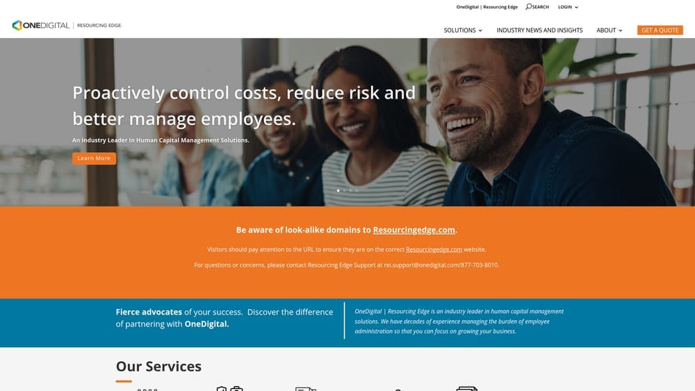 Screenshot of Resourcing Edge website