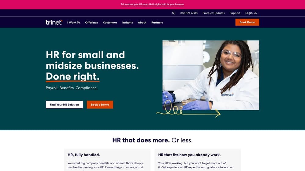Screenshot of TriNet website