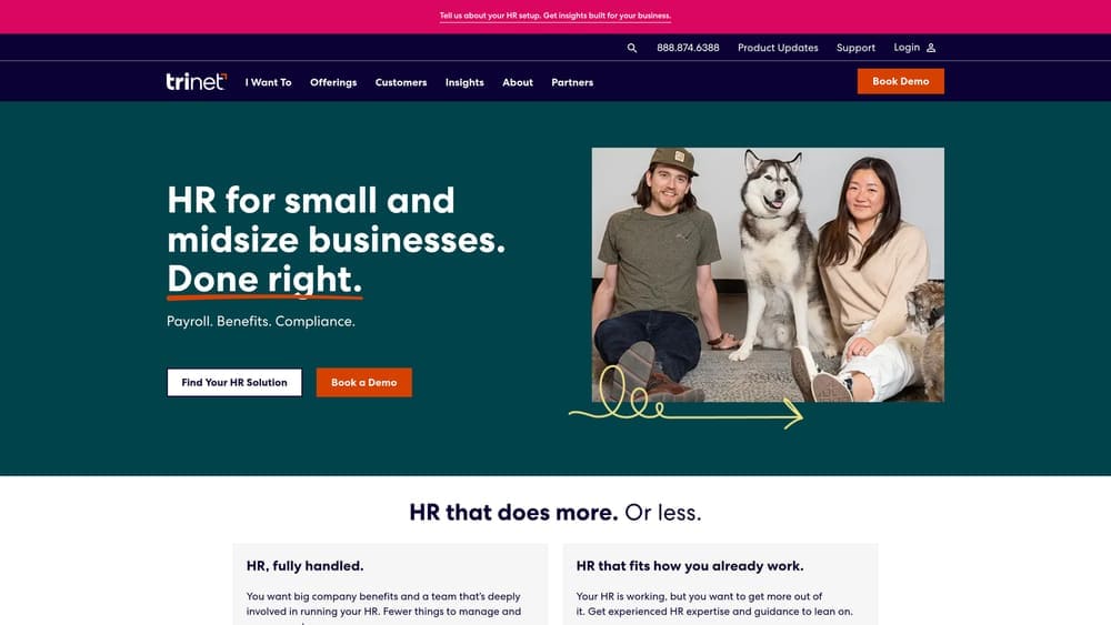 Screenshot of TriNet website