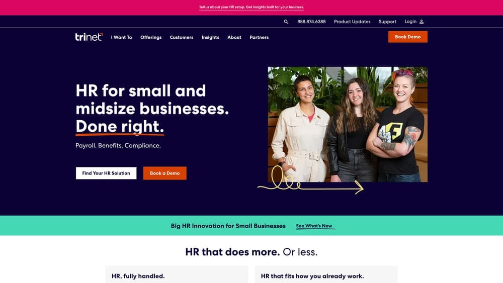 Screenshot of TriNet website