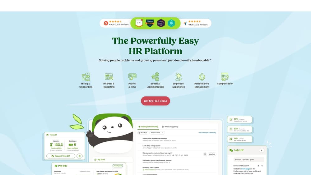 Screenshot of BambooHR website