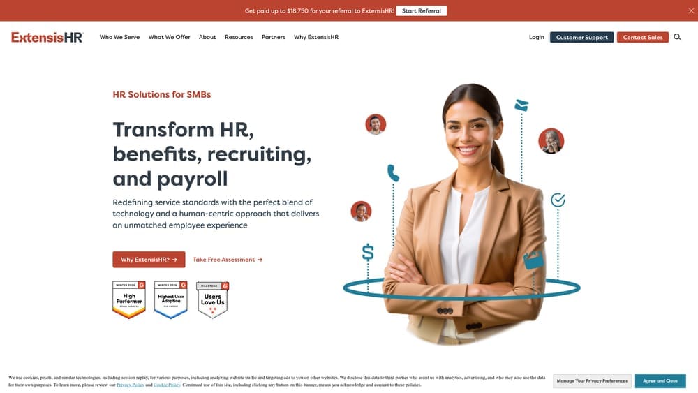 Screenshot of ExtensisHR website