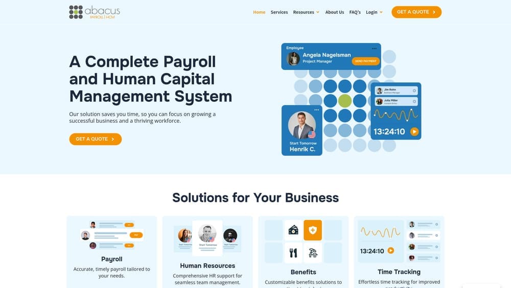 Screenshot of Abacus website