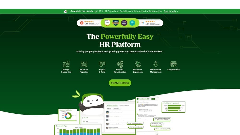 Screenshot of BambooHR website