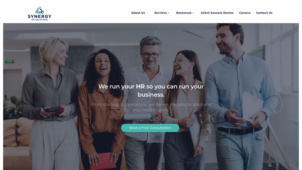 Screenshot of Synergy HR website