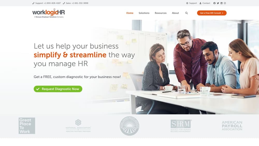 Screenshot of Worklogic HR website