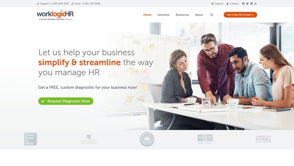 Screenshot of Worklogic HR website