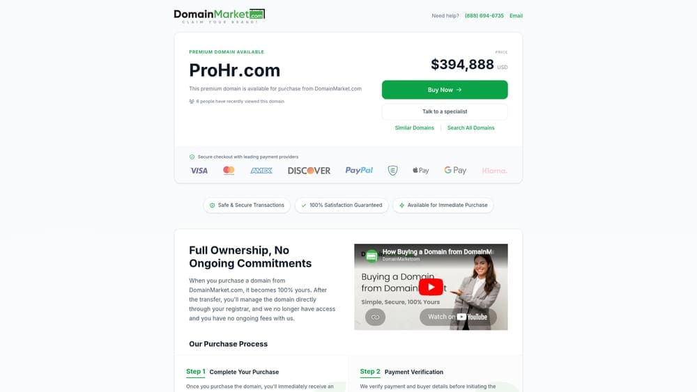 Screenshot of ProHR website