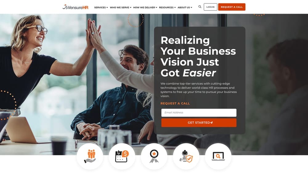 Screenshot of Vensure Employer Solutions website
