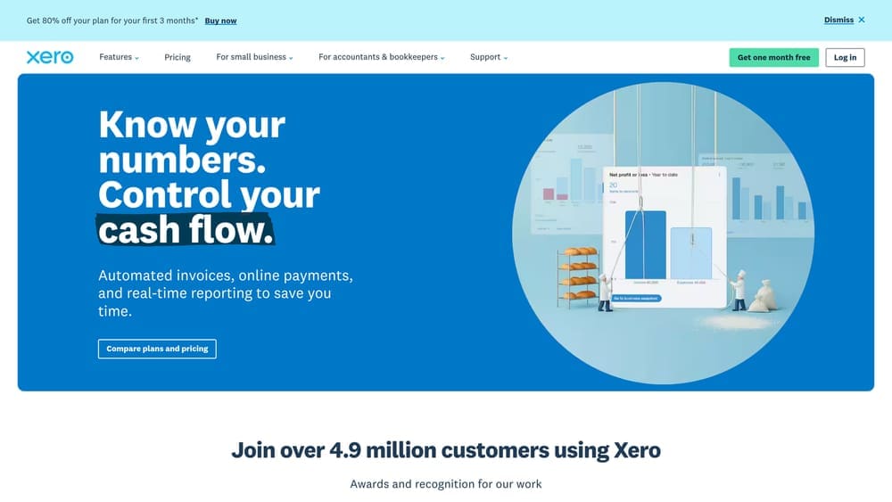 Screenshot of Xero website