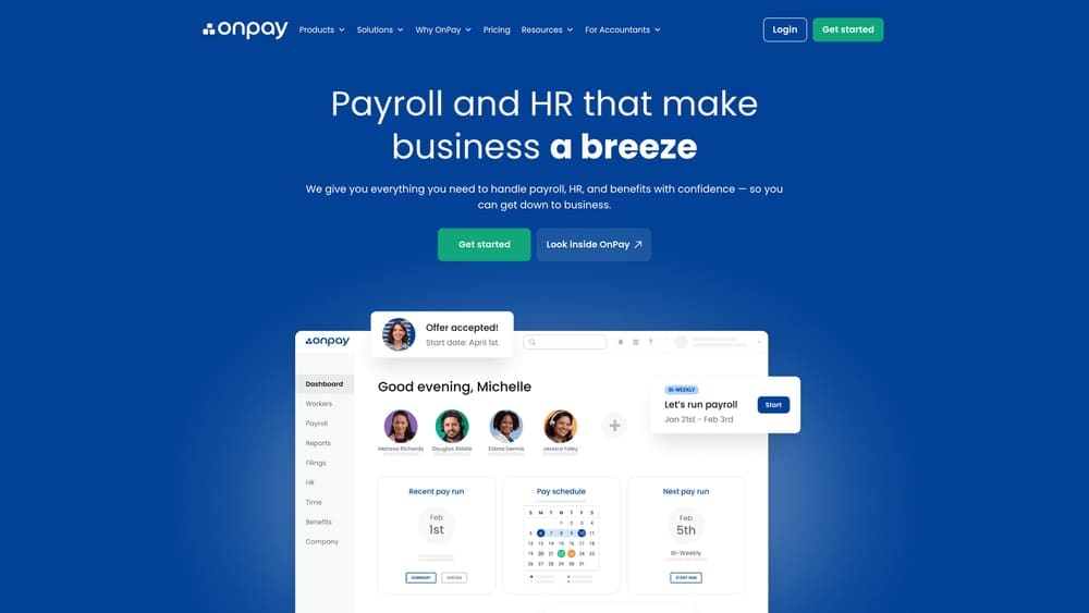 Screenshot of OnPay website