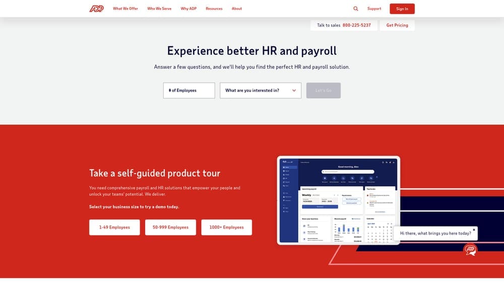 Screenshot of ADP Run / ADP TotalSource website