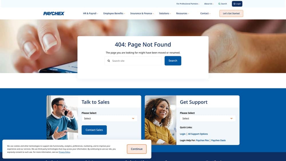 Screenshot of Paychex Flex website